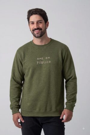 MOLETOM GOLA CARECA VERDE - AME EM PUBLICO