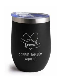 COPO TÉRMICO 320ml C/TAMPA - SORRIR TAMBÉM AQUECE